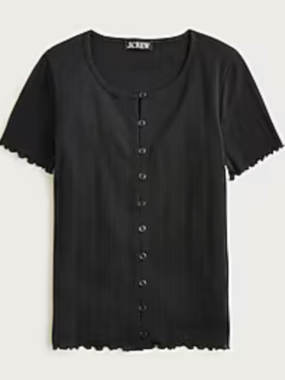 J. Crew Pointelle Short Sleeve Cardigan, Black, Size Large